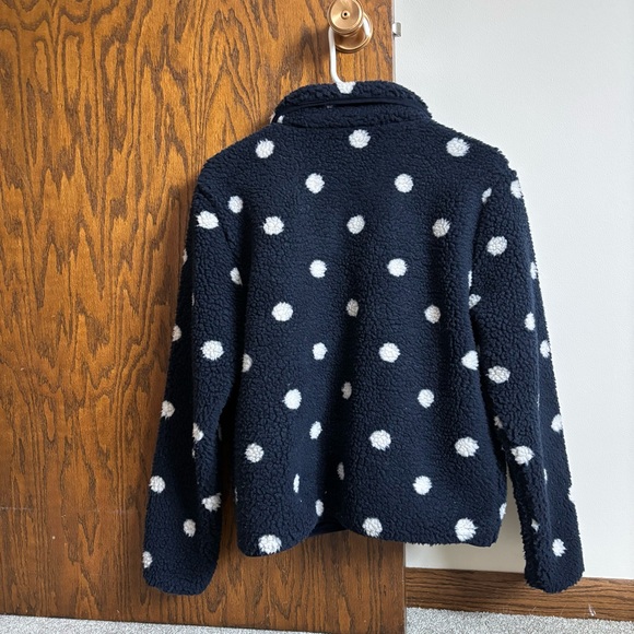 Joanie Clothing Size XS Navy Blue Fuzzy Polka Dot Peter Pan Collar Jacket - Picture 5 of 6